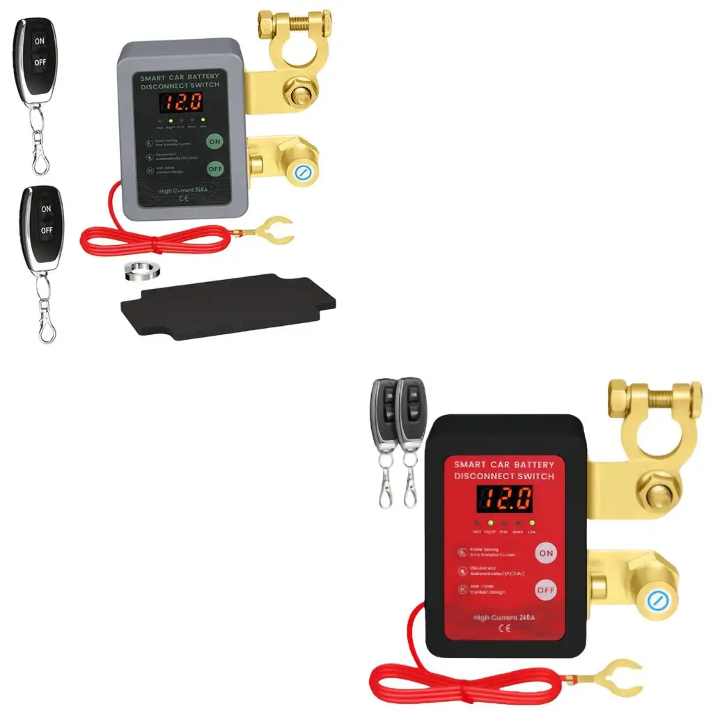 Remote Control Battery Disconnect Switches with LED and Auto Shutoff for Cars Trucks and Boats