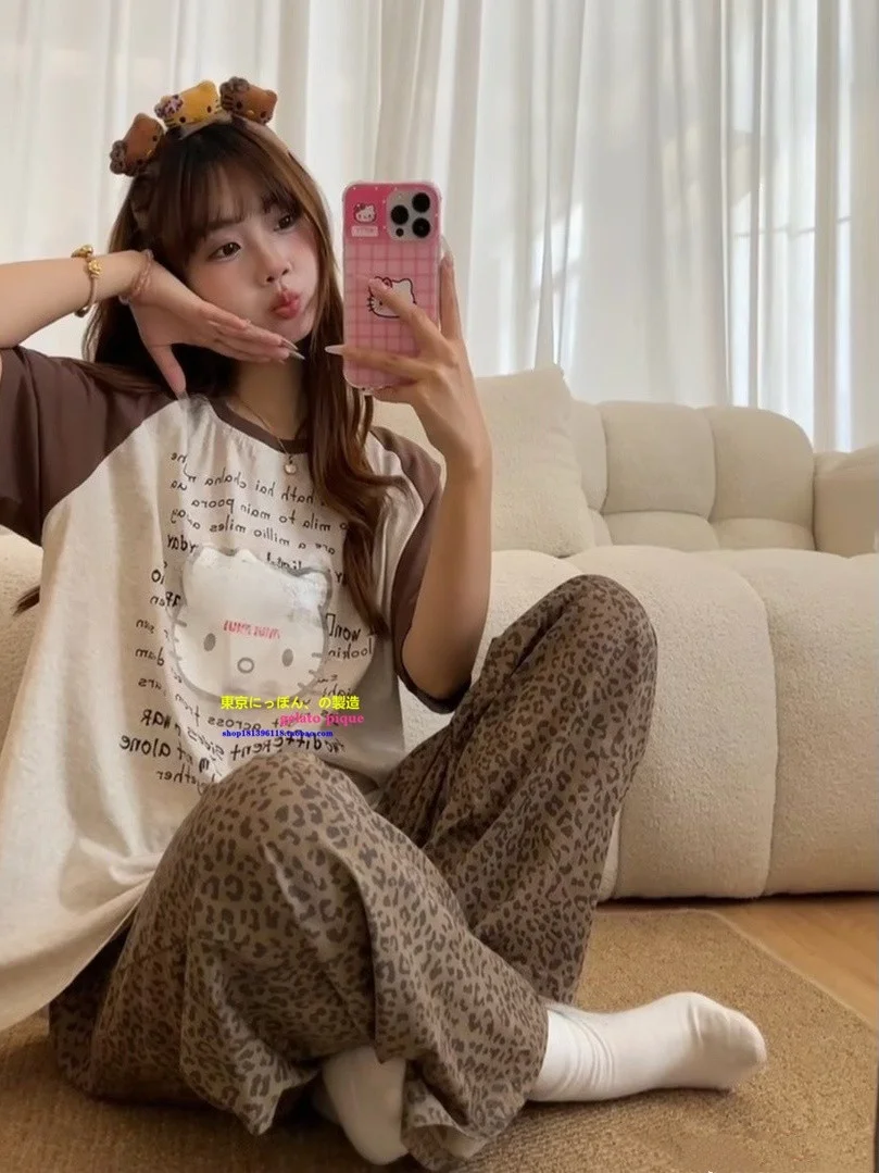 conjunto-de-dos-piezas-de-pijama-de-algodon-puro-con-estampado-de-gatito-y-leopardo-ropa-casual-para-jovenes-ropa-de-casa-ropa-de-verano-pijamas-comodos