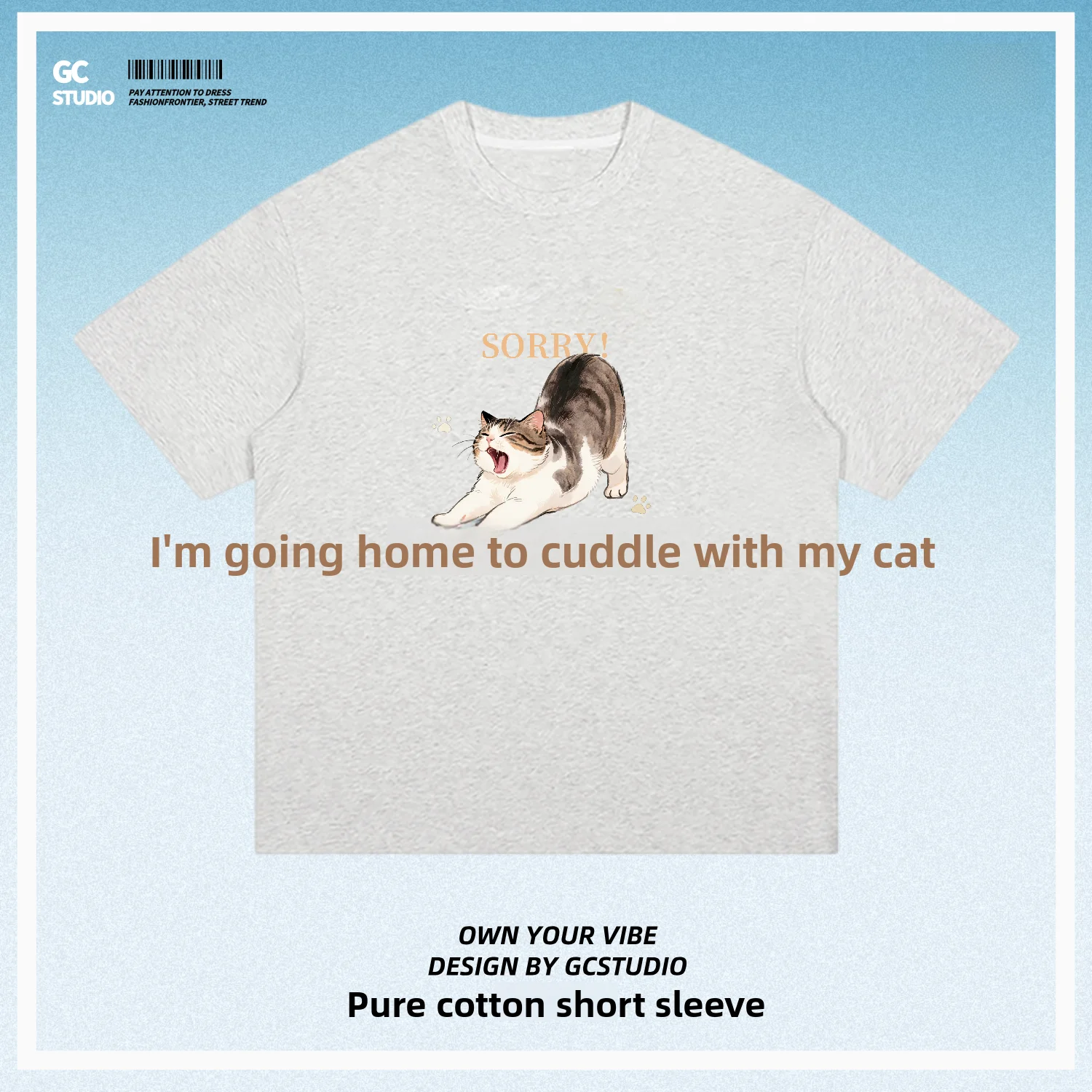 Sorry I Must Go Home to Pet My   Fun Design Pure Cotton round Neck Short Sleeve Casual Unisex T-Shirt Breathable Skin-F...