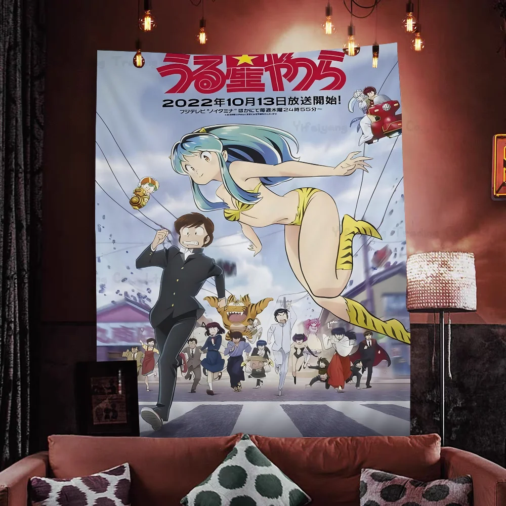 Anime Urusei Yatsura Printed Large Wall Tapestry Hanging Tarot Hippie Wall Rugs Dorm Home Decor