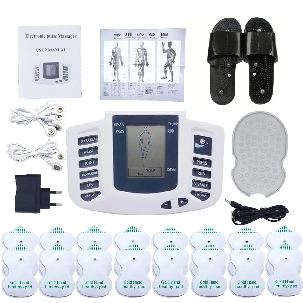 

Electrical Muscle Stimulator Electric Pulse Therapy Massager Meridian Body Tens Acupuncture Massage Machine With Pads Slipper