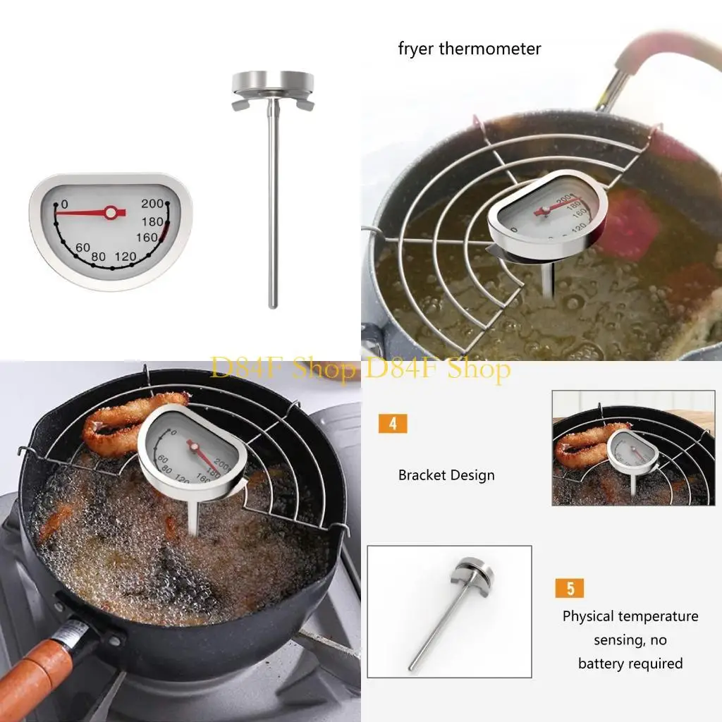 

D84F Deep Fry Thermometer with Read Dial Thermometer Steel & Glass Stem