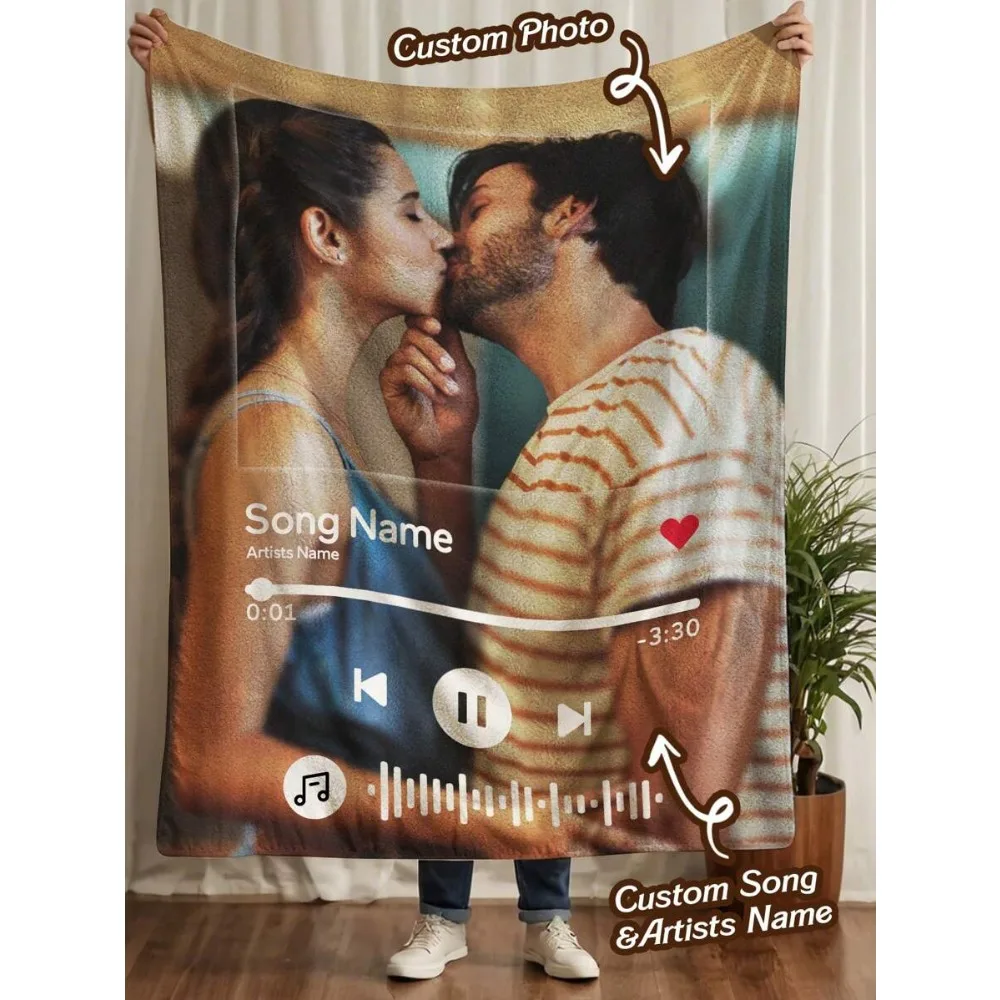 1-teilige individuelle Flanelldecke mit Namensliff des Sängers. Your Pictures Witnessing Love Keeping Memories als Geschenk für ein Liebhaber