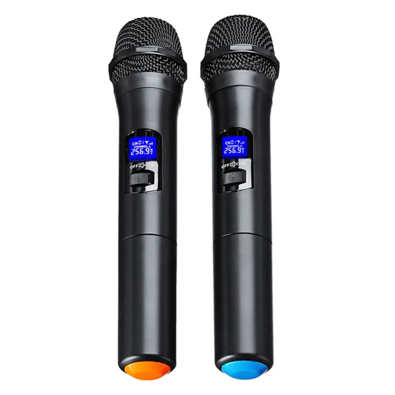 

Popular Microphone 2 Channel Cordless Dual Handheld Microphone Digital LCD Display Microphone System Kit for Party US Plug