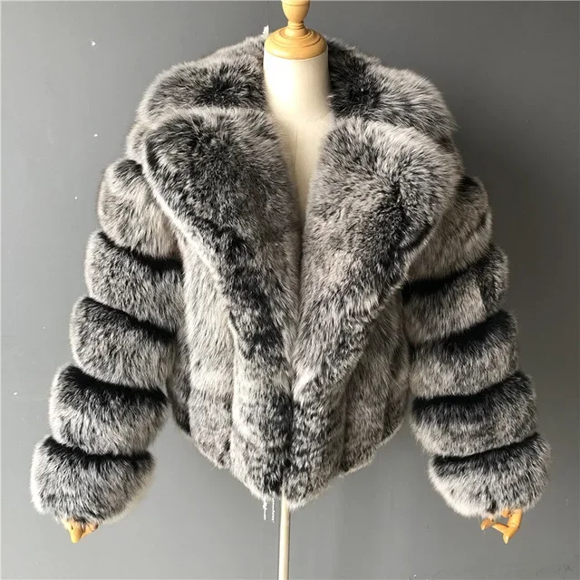 

Female's Artificial Fur Jacket Temperament Fluffy Lady Faux Fur Outwear Winter Women Eco Fur Coat Multicolor Suit Collar Pockets