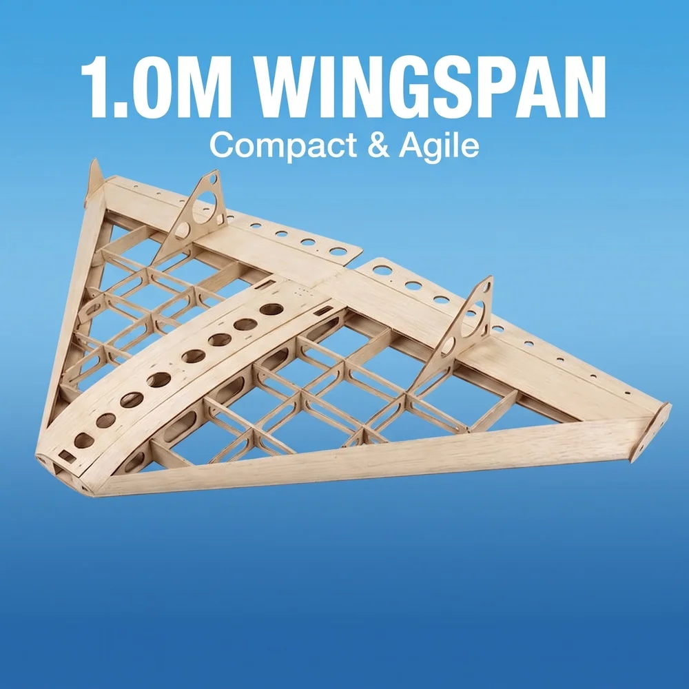 Air Kart 1000mm Balsa Flying Wing Airframe Kit | For Experienced Hobbyists DIY Delta Plane No Electronics