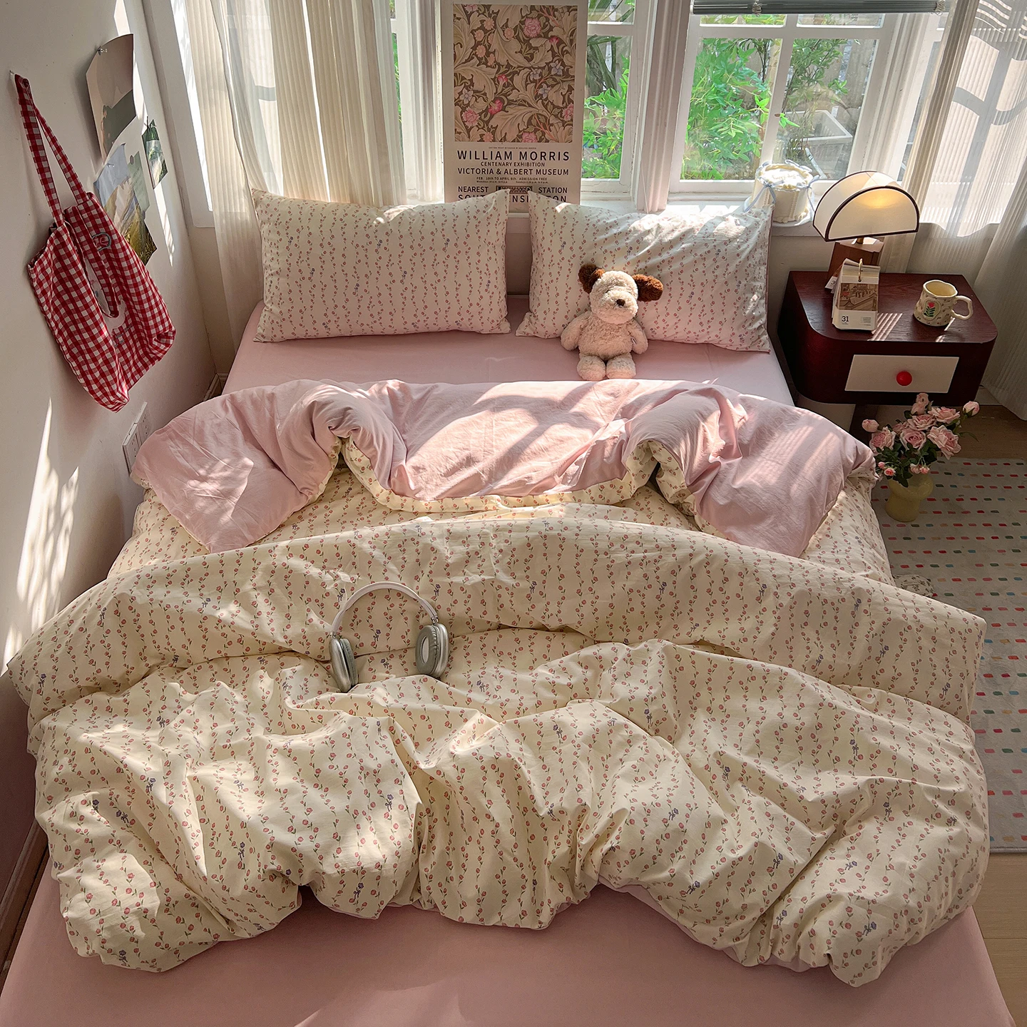 Princess Bedding Set Korean Style Soft Bed Sheet Set Queen King Size Duvet Cover Set No Filling With Pillowcase Bedroom Decor