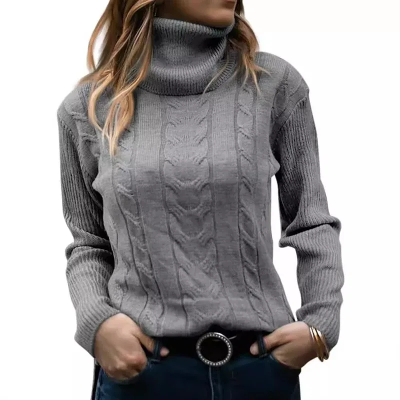 

Women Turtleneck Sweater Winter Fashion Pullover Elastic Knit Ladies Jumper Casual Solid Female Basic Tops