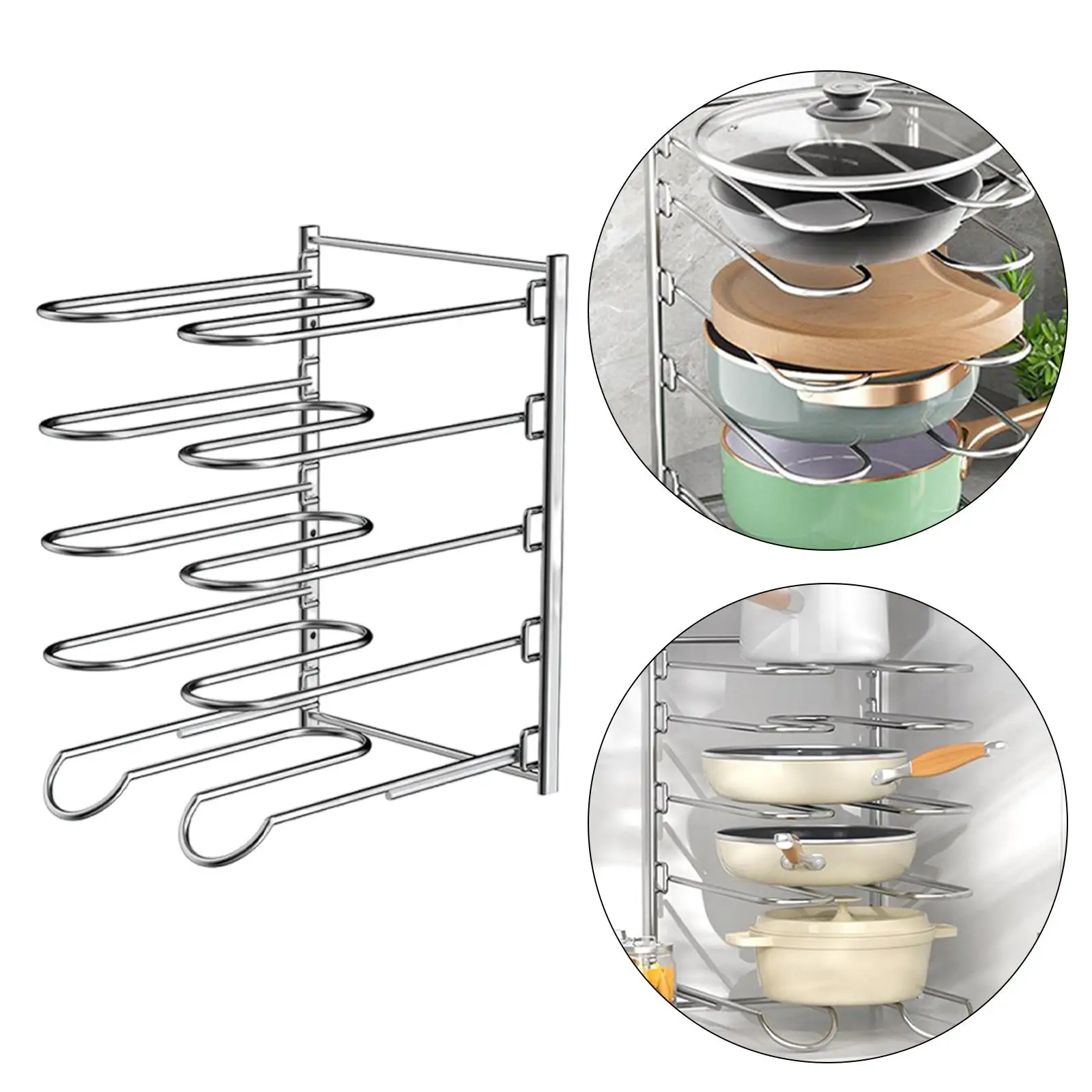 

Pot Rack for Kitchen Reusable 5 Layer Pan Organizer Rack for Cabinet Pot Organizer for Kitchen Organizer Cookware Stand Kitchen