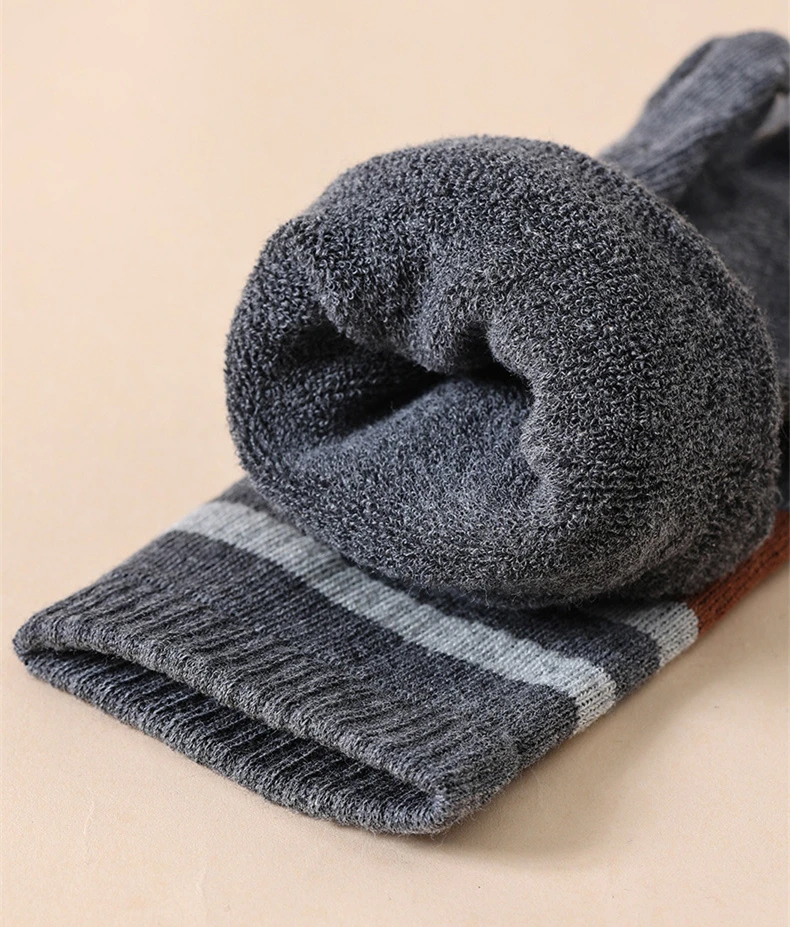 5 Paar Frottee-Zehensocken für Herren, Baumwolle, gestreift, dick, weich, elastisch, schweißabsorbierend, warm halten, Partykleid, lange 5-Finger-Happy-Socken – Detail 2