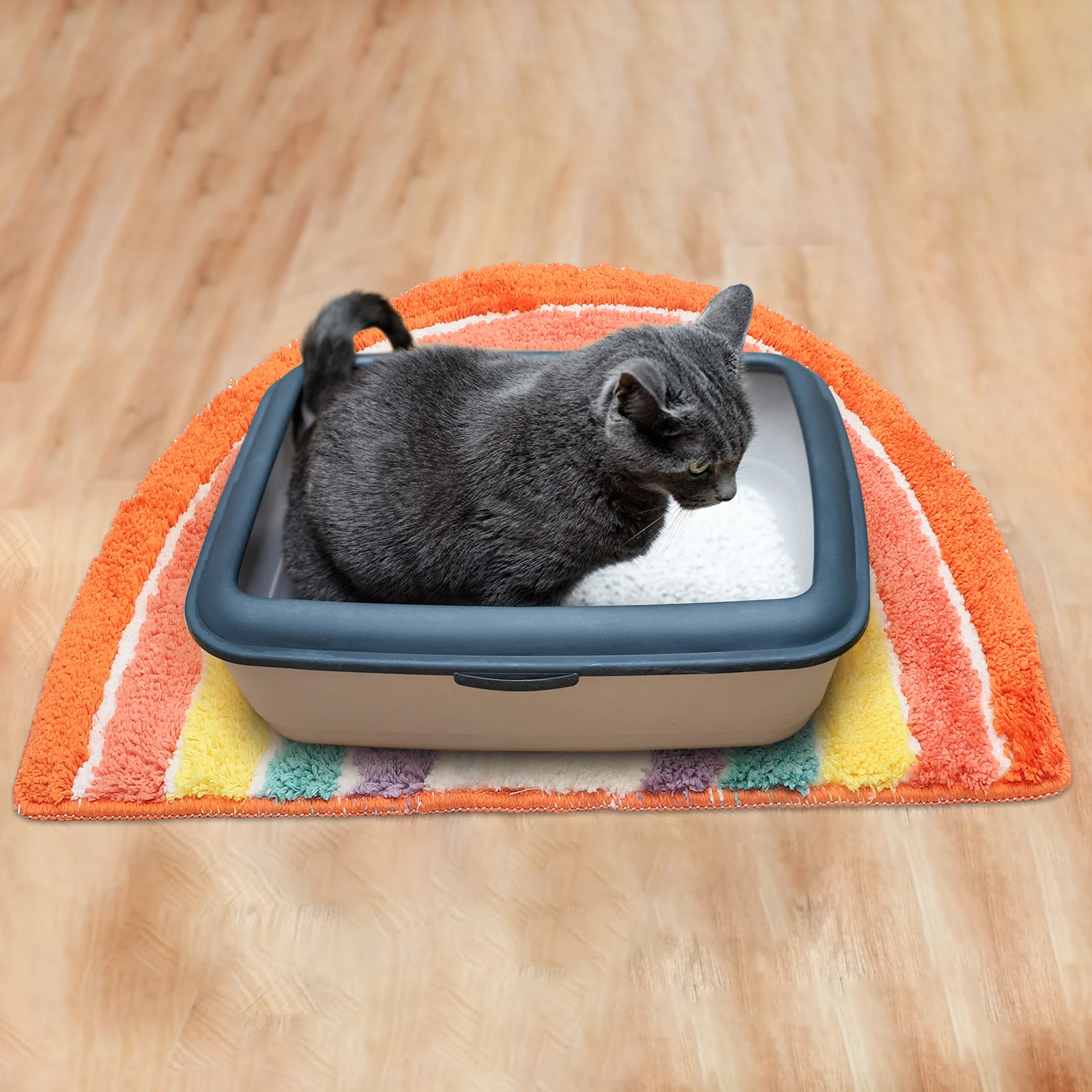 

Rainbow Shape Cat Box Large Size Non Slip Litter Trapping Mat For Cats Soft Comfortable Pet Supplies Household Pet Mats Kitten