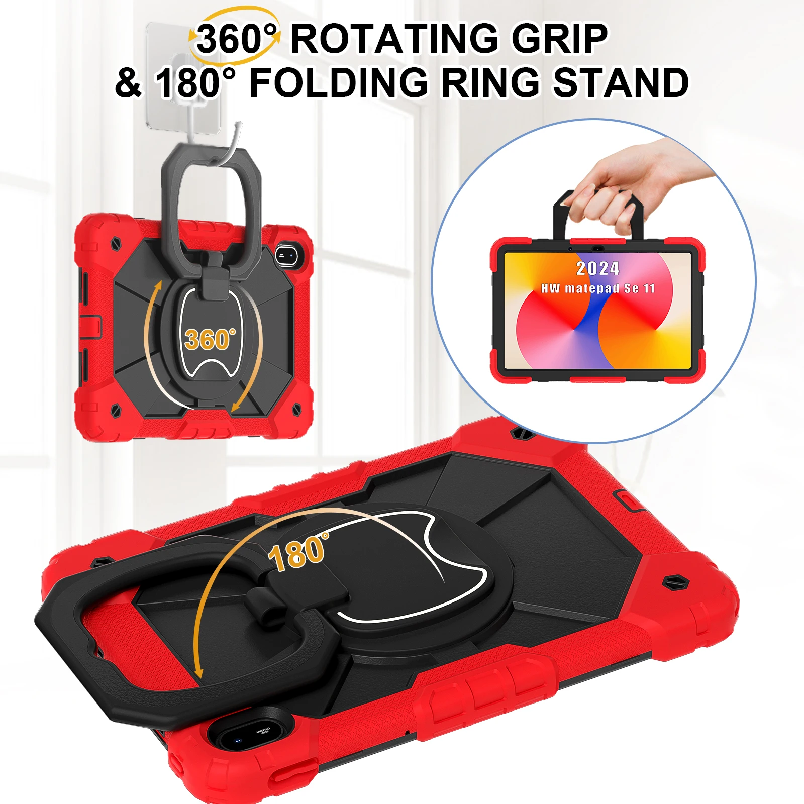 

Чехол для планшета с поворотной подставкой на 360 градусов для детей, для Huawei MatePad Air 11.5 2023-2024, с плечевым ремнем
