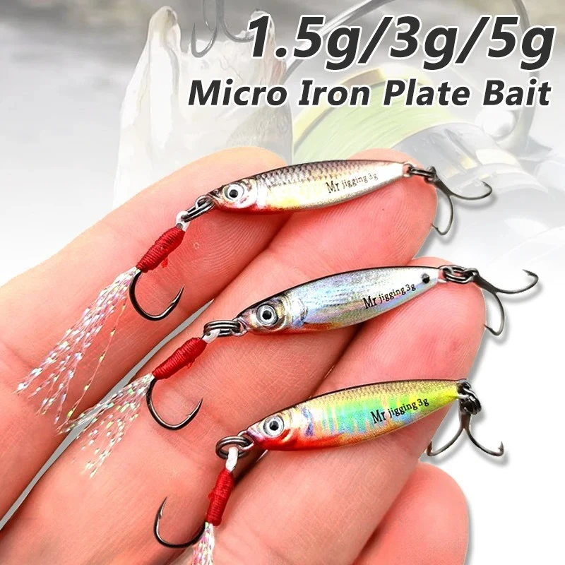 

Micro Jig Bait Iron Plate Baits 1.5/3/5g 3D Mini VIB Lure Metal Casting Spoon Fishing Sequin Lure for Fishing Tackle Accessories
