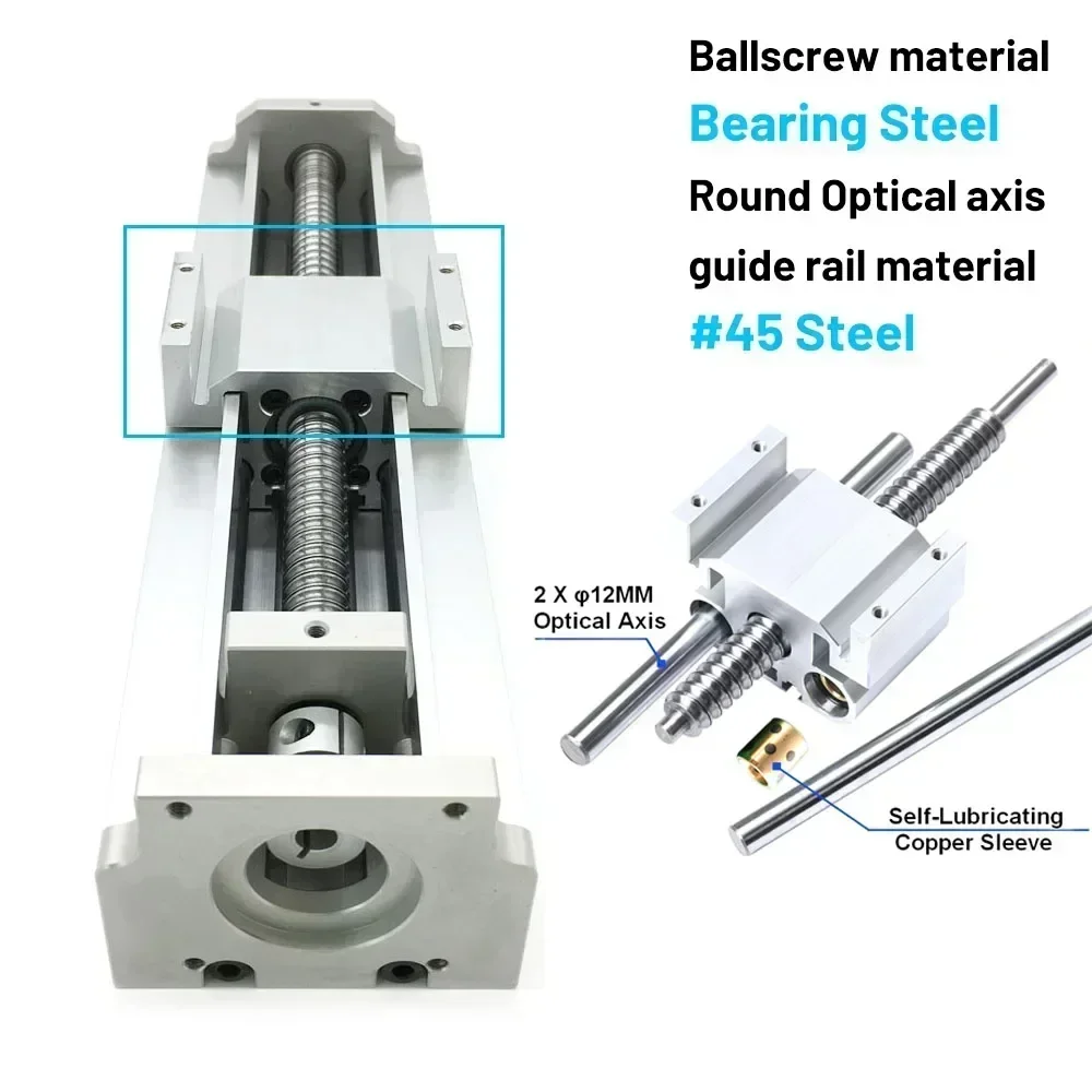 Imagem -04 - Cnc Alumínio Slide Guia Linear Rail com Tampa contra Poeira Módulo Totalmente Fechado Palco com Nema 23 Step Motor 80 mm Largura Sfu1605 1610