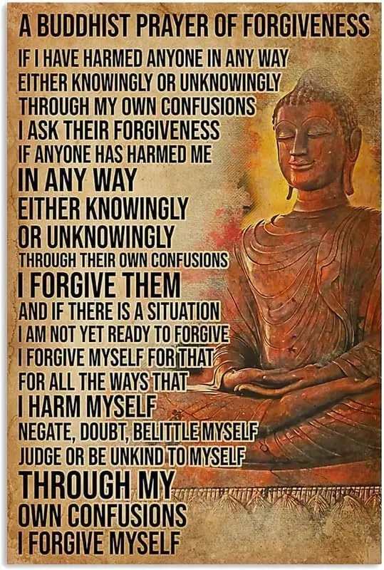 Buddhist Quotes Metal Tin Signs A Buddhist Prayer Of Forgiveness Posters Buddha Statues Plaques Home Farmhouse Wall Decor