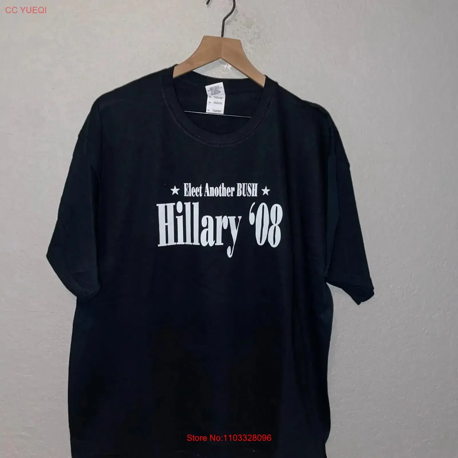 Camiseta Política de Humor con Broma de Hillary Clinton y Bush, Estilo Vintage Lavado y Elástico, Suave, Talla XL, Años 2000, 2008 Elect Another Bush