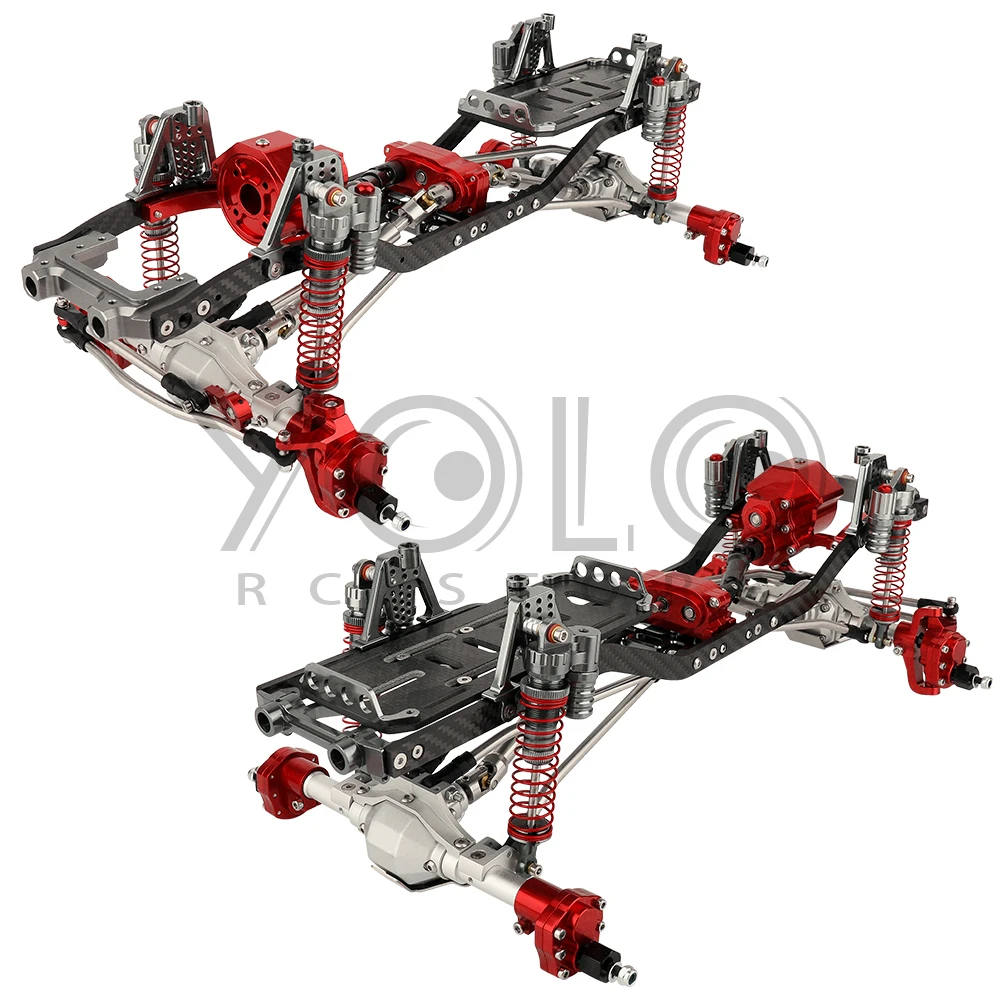 1/10 Scx10 Ii Koolstofvezel Chassis Rail Metalen Frame Rc Model Simulatie Klimmen Upgrade Auto Refit Kit Onderdelen Met Portale Assen