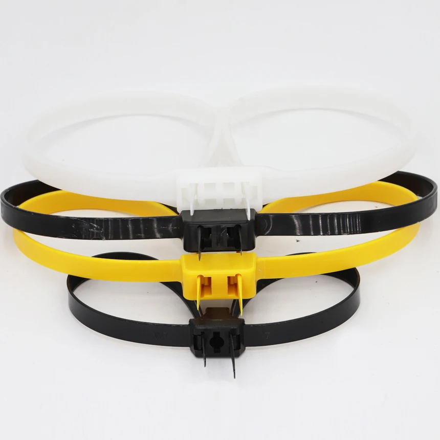 12*700mm 13*500/900mm Yellow White Nylon Plastic Two Buckle Flex Cuff Strap Wrap Handcuffs Police Self-Lock Zip Ties Cable Tie