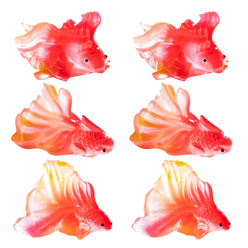 

6pcs Mini Resin Goldfish Diy Craft For Fish Tank Decoration Micro Landscape Decor Cute Animal Ornament Fish Aquarium Accessories