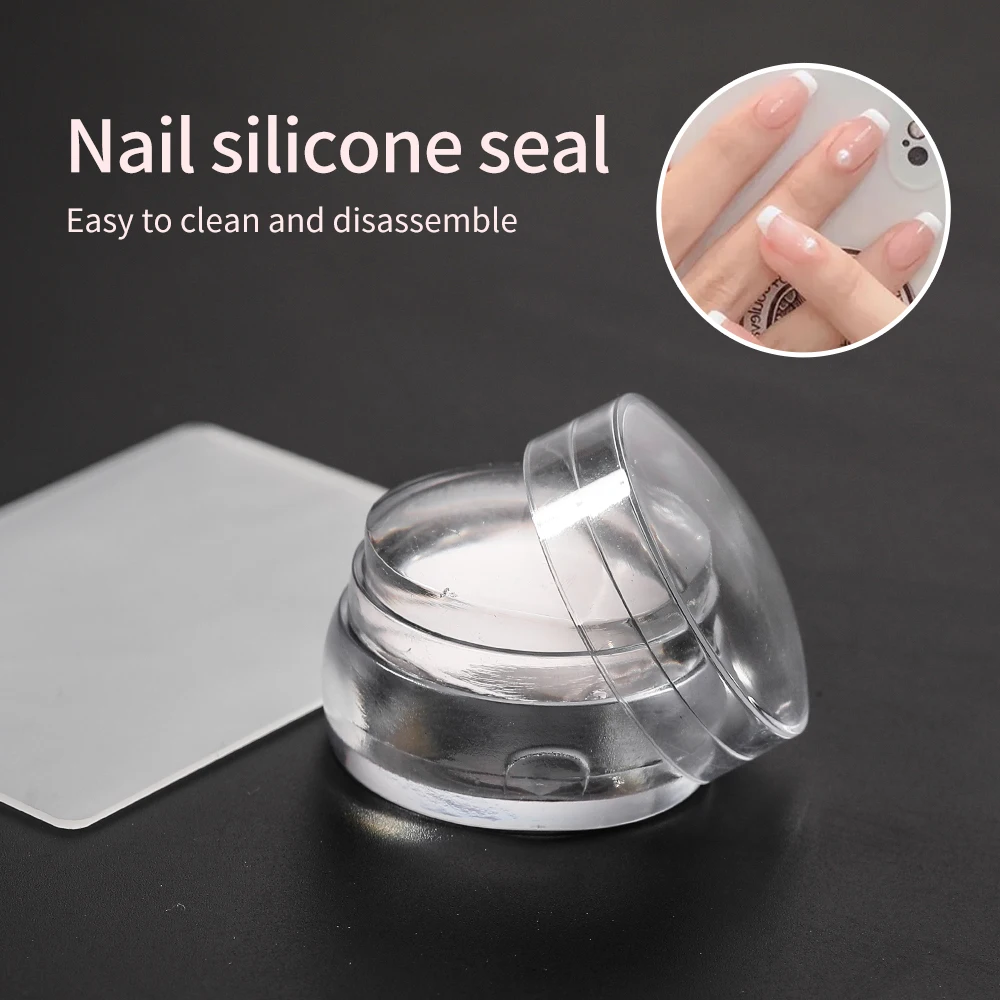 Ein Satz Gelee Silikon Stempel Mini Nagel Stempel mit Schaber Kit Maniküre Werkzeuge DIY Stempeln Nail Art Nägel Zubehör