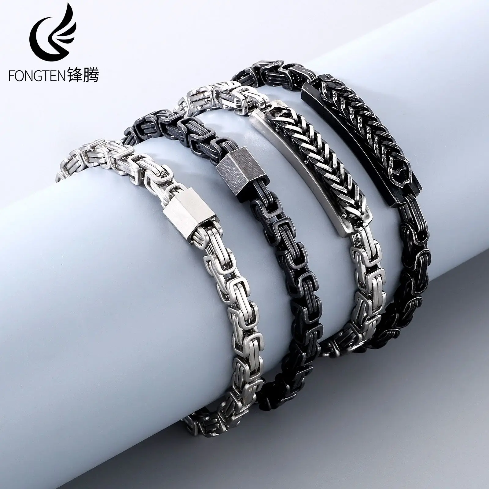 Fongten Industrial Technology Stainless Steel Bracelet for Men Innovative Art Metallic Bangle Fashion Jewelry Graduation Gifts