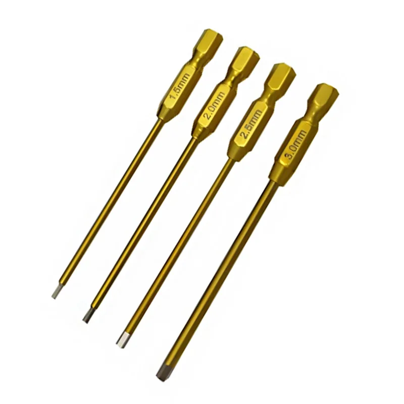 Premium Titanium Tips 4pcs (6.35mm/1/4) Hex1.5/2.0/ 2.5/3.0mm/ L=90mm 4pcs/set
