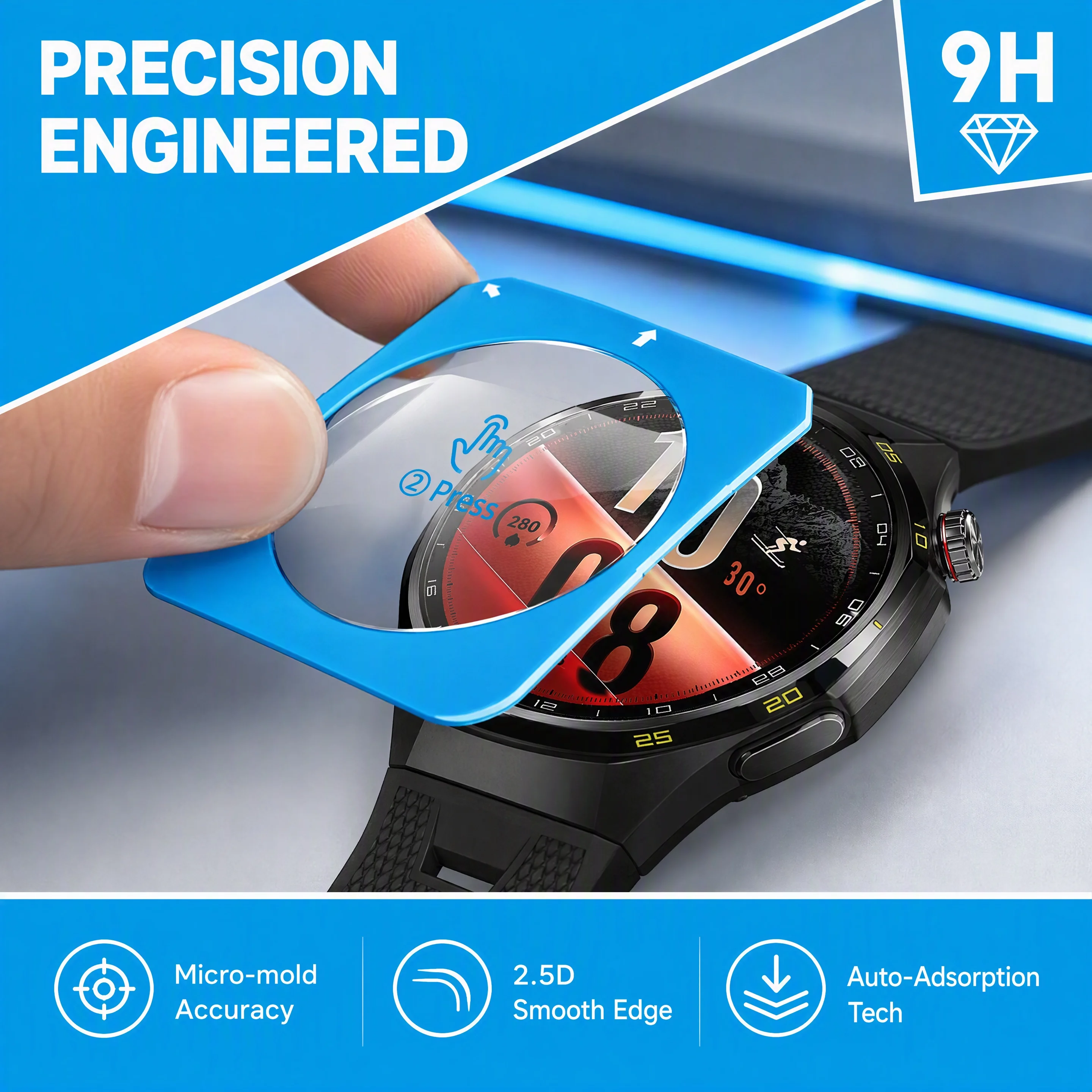 9H Panzerglas für Huawei Watch GT 7 / 7 Pro 41mm 46mm Einfache Installation Displayschutzfolie Blasenfrei für GT7 Zubehör – Detail 4
