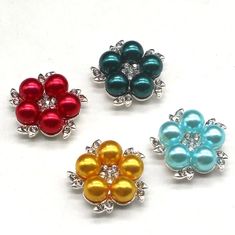 10pcs22*22mm metal poly -color rhinestone pearl button, fashioned circular button accessories shirt clothing, hat, decorative