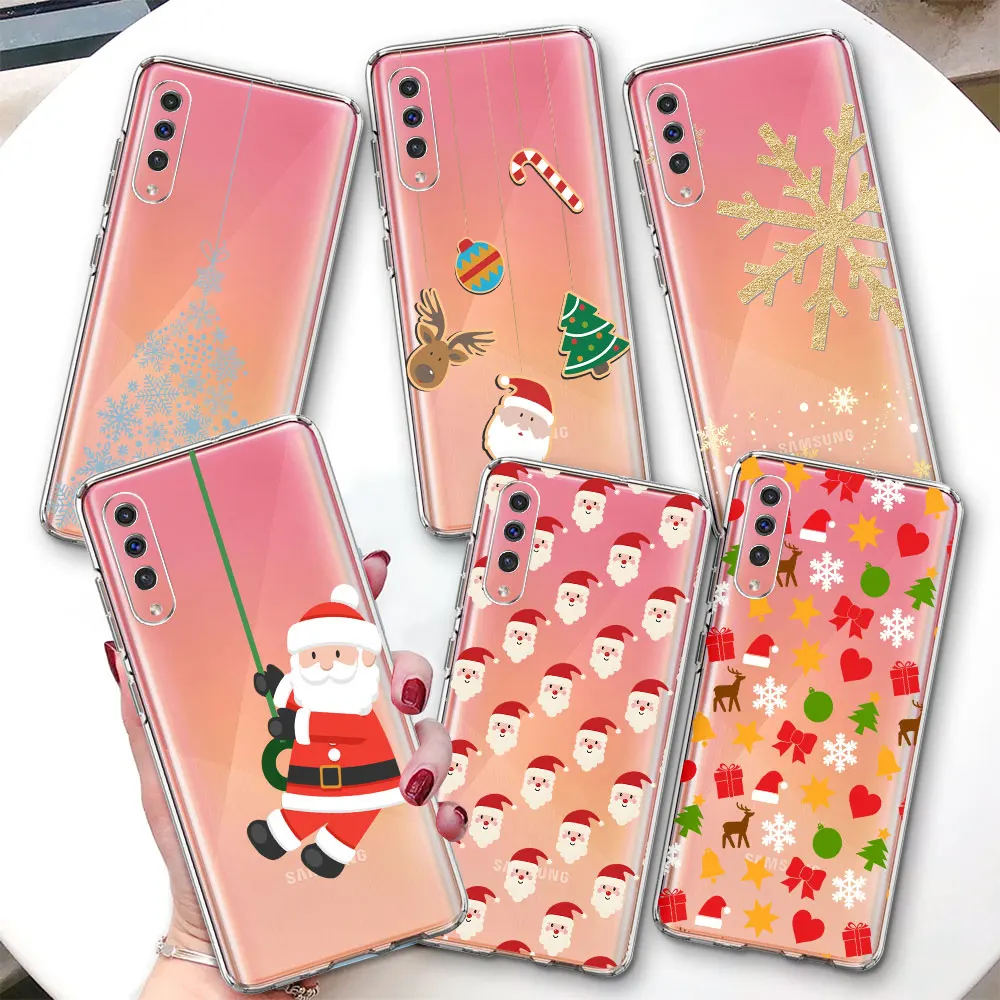 Transparent Case For Samsung A06 A07 A50 A04e A50s A05s A20 A30 A05 A20s A30s A02s A03 A10s Phone Cover Santa Claus Christmas