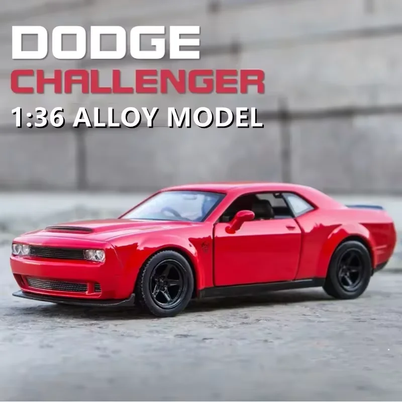 1:36 Dodge Challenger SRT Demon Sports Car Alloy Diecast Car Model Toy With Pull Back For Children Gifts Toy Collection