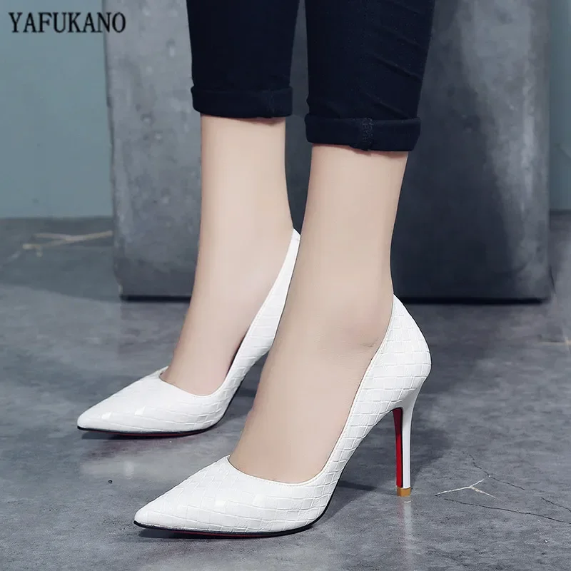 European and American Sexy Elegant High Heels 2024 Pointed Toe Stiletto White Single Shoes OL Work Womens Shoes Fashion Pumps