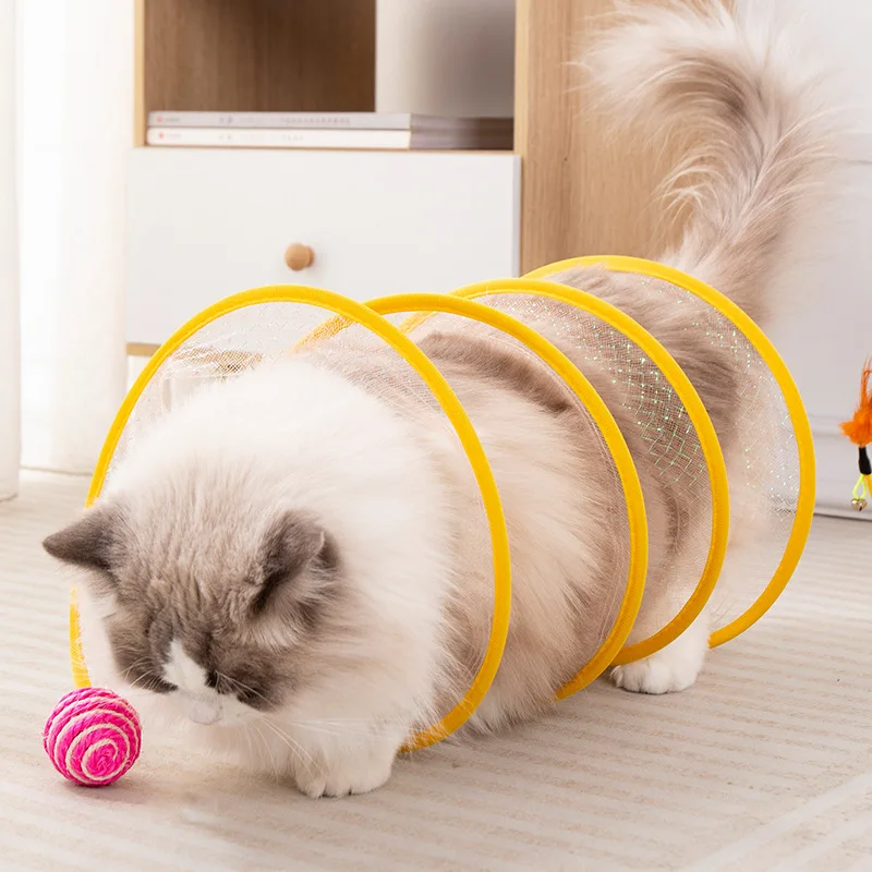 

Cat Toys Foldable Cat Tunnel Teasing Stick Long Rod Little Mouse Badminton Kitten Supplies Pet Toys Pet Products