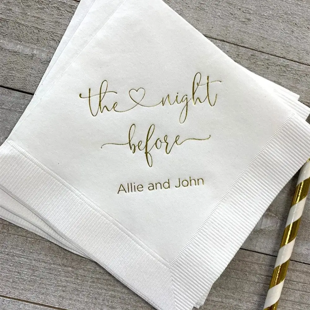 

Personalized Rehearsal Napkins Custom Printed The Night Before Beverage Cocktail Luncheon Dinner Guest Towel Napkins Imprinted F