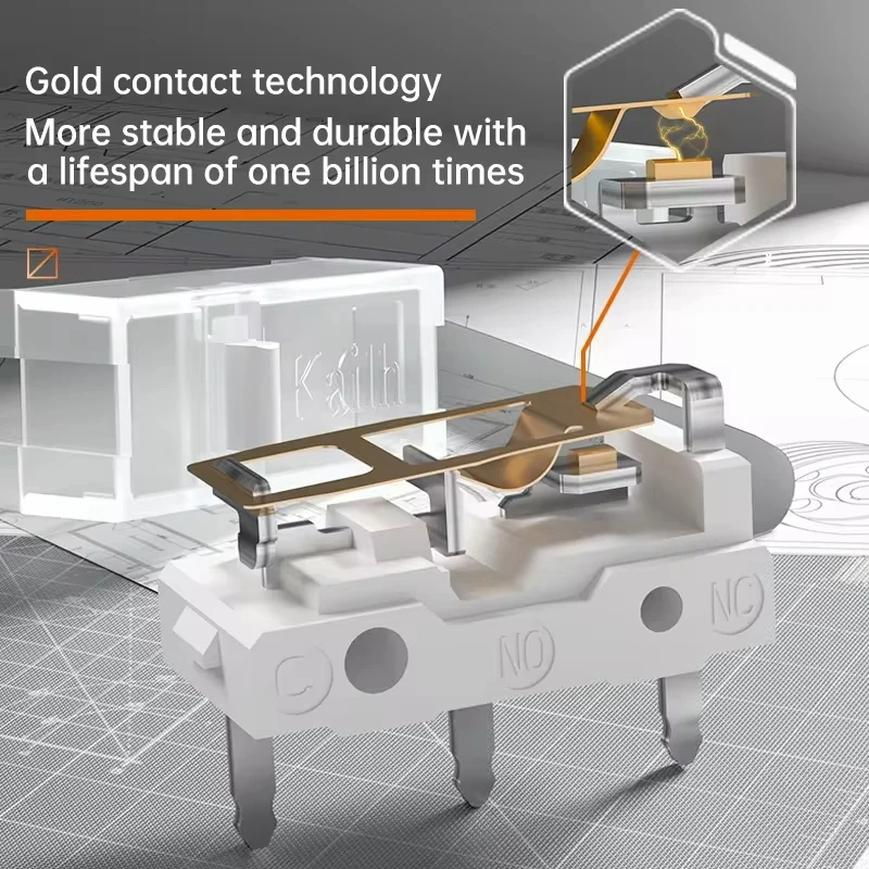 100-10Pcs Kailh White Blade Micro Switch 100 Million Click Computer Game mouse left right repair microswitch button