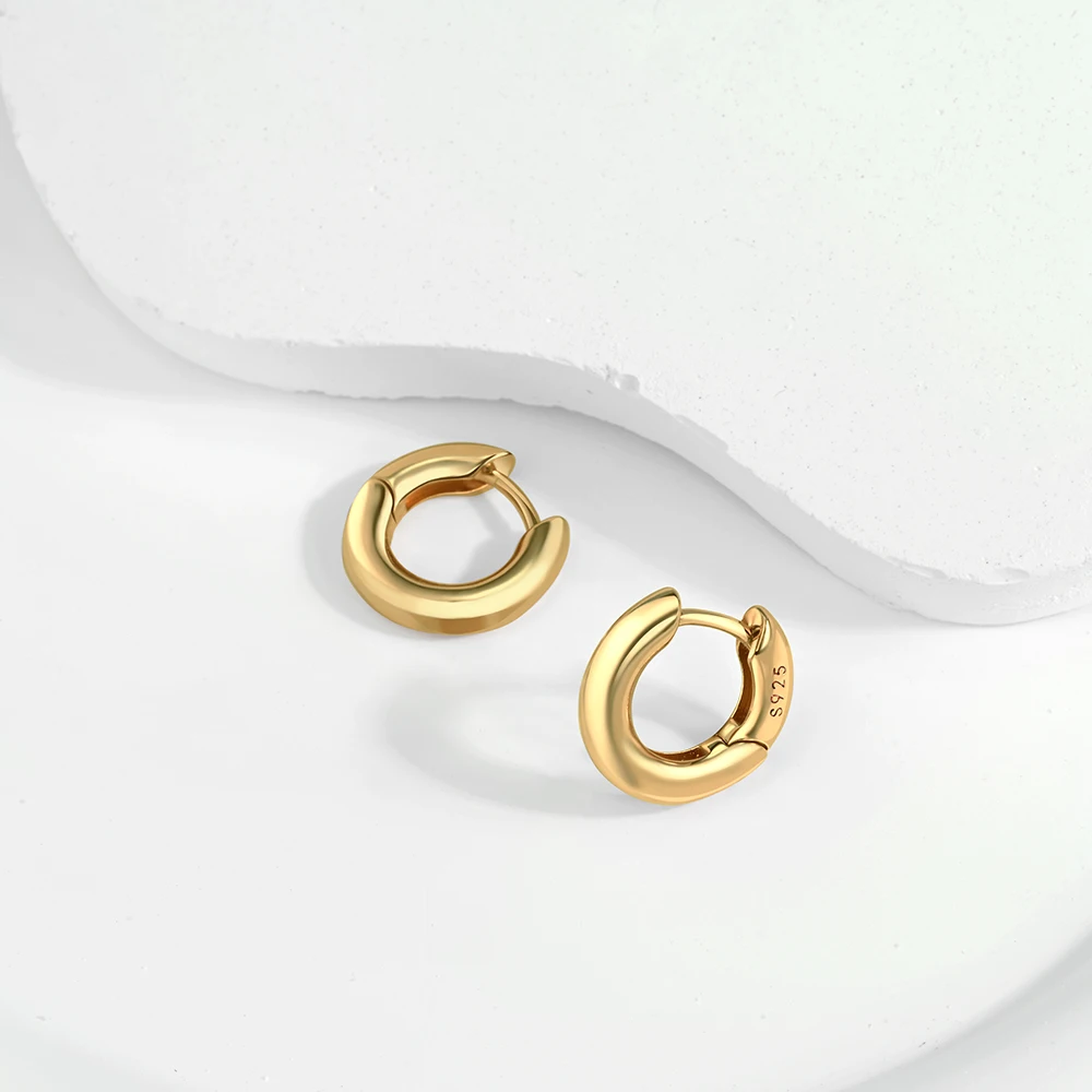 Simple 925 Silver Circle Hoop Earrings Girl Rose Gold & Gold Color Elegant Office Style Classic Earrings Accessories