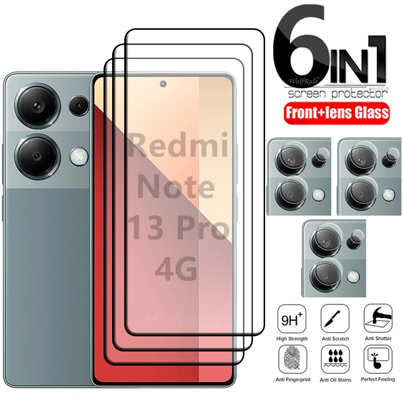 

6-в-1 Для Redmi Note 13 Pro 4G СТЕКЛО Redmi Note 13 Pro 4G СТЕКЛО полное 9H защита для экрана Xiaomi Redmi Note 13 Pro 4G СТЕКЛО для объектива