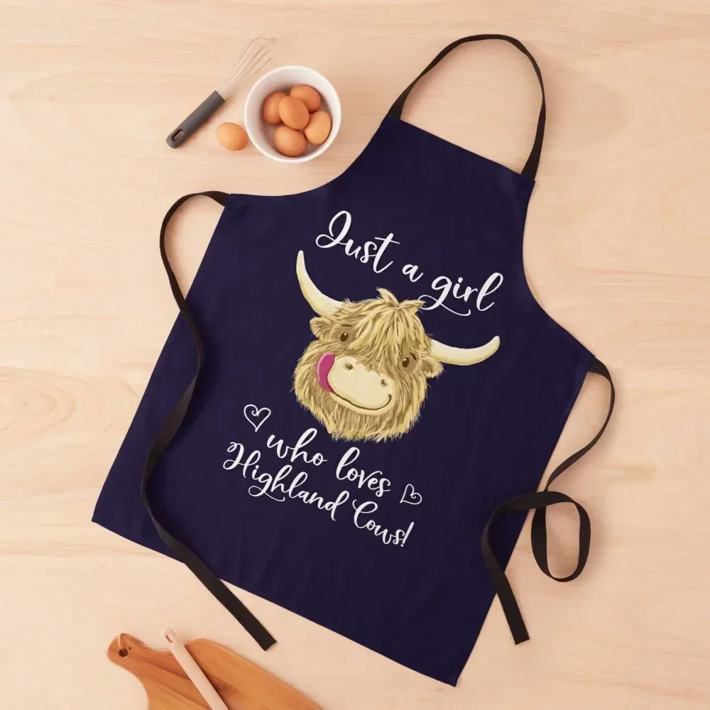 

Just A Girl Who Loves Scottish Highland Cows Apron Kitchen Items Christmas gift Kitchen Chef painting Apron