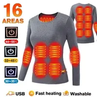 Winter Thermal Jacket Heated Vest Men Heated Underwear Thermal women's Ski Suit USB Electric Heating Clothing Fleece Long Johns