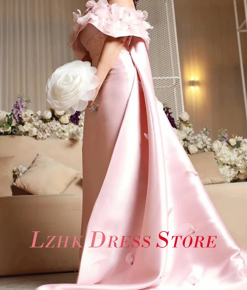 Vestido de noche de cristal con flores y hombros descubiertos, elegante, personalizado, de satén, largo hasta el suelo, vestidos de fiesta