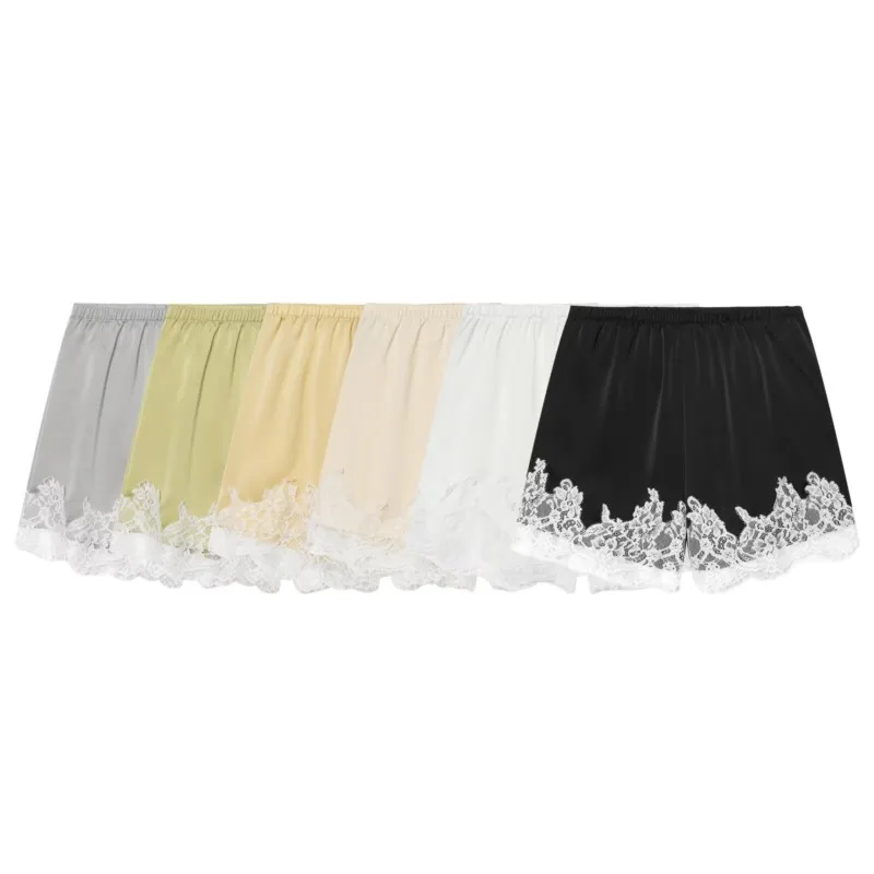 

Women's Satin Lace-Trim Shorts New 2026 Summer Casual Women Elasticated Waist Shorts Solid Color Female Chic Shorts