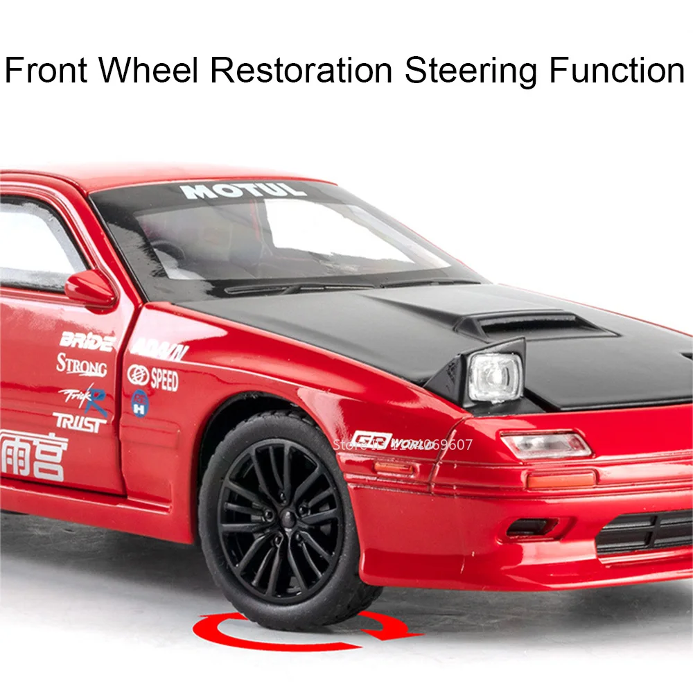 1:32スケール RX-7 おもちゃ スポーツカーモデル 合金ダイキャスト MX-5 スーパーカー サウンド ライト ドア開閉 プルバック ミニカー おもちゃ 子供向けギフト