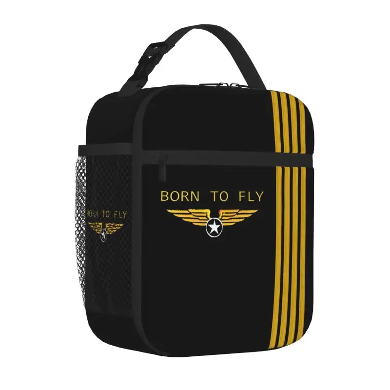 Born To Fly Flight Pilot Insulated Lunch Bag  Aviation Aviator Portable Cooler Thermal Oxford Lunch Box for Work Travel Picnic