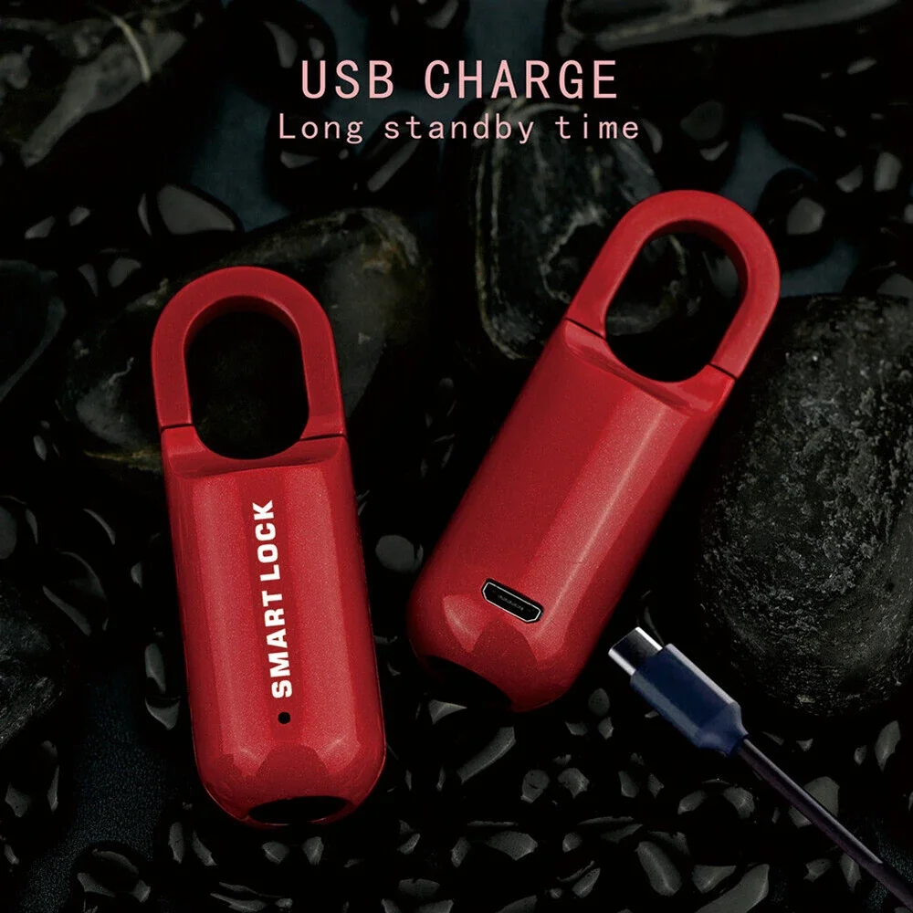 Imagem -04 - Cadeado de Impressão Digital para Bagagem Bloqueio Inteligente com Carregamento Usb Extra Longo para Mochila