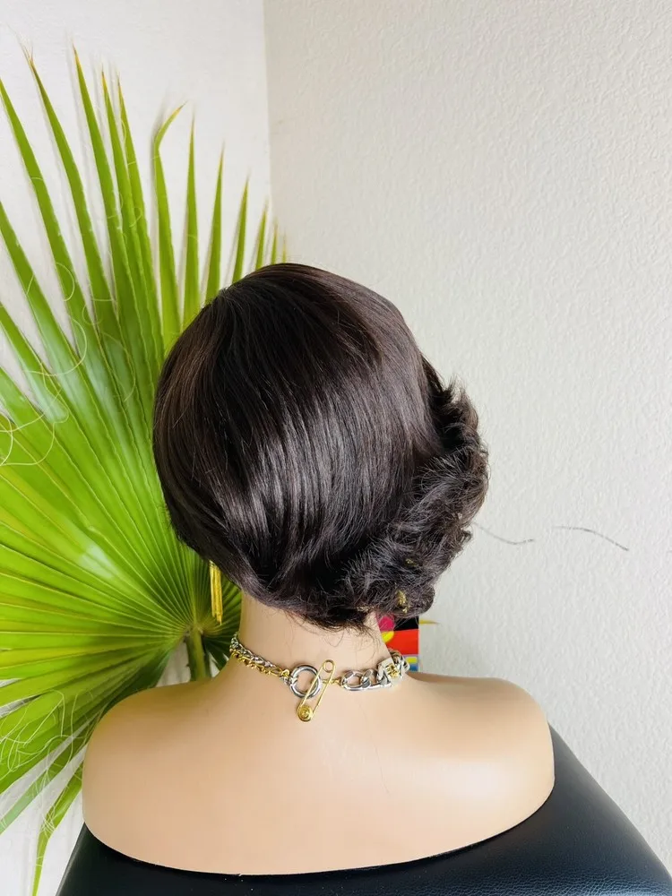 شعر مستعار بني جزء جانبي قصير عالي الجودة من الشعر الاصطناعي المقاوم للحرارة بشكل جيد