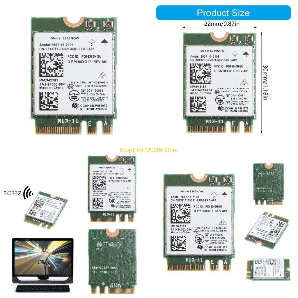 

K0EA Double Band 2.4+5GHZ 867M Bluetooth-compatible V4.2 for M.2 WLAN Wifi Wireless Card Module For 8260AC