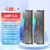 KingBank DDR5 RGB RAM Hynix A-die/M-die 6000/6400/6800/7200MHz 16GB/16GBx2 32GB/32GBx2 Memory Support XMP for PC Desktop -Black