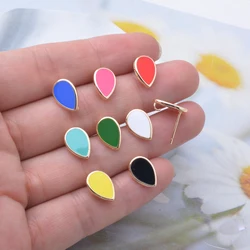 10pcs Copper 18k Golden Enamel Wate drop Earring Connector Ear Studs Earring Posts Set  for Earrings Jewelry Making DIY