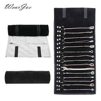 Luxus Samt kette Schmuck Aufbewahrung Rollt asche Anhänger Halskette Veranstalter Beutel Uhr Armband Display halter Reise etui tragbar
