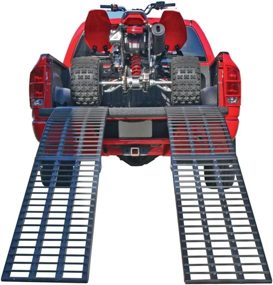 منحدرات تحميل ATV مقاس 7 بوصات مقاس 10 بوصات من Black Widow، شديدة التحمل، سعة 3000 رطل، مقوسة من الألومنيوم مزدوجة قابلة للطي