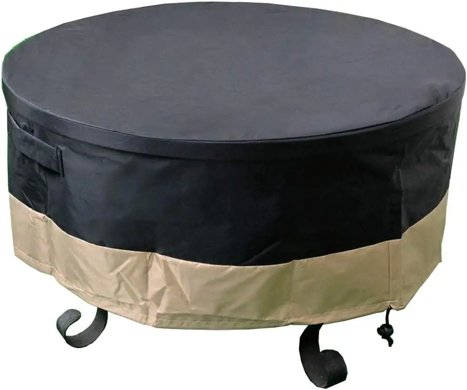 

60 Inch Heavy Duty Waterproof Round Fire Pit/Table Cover, Weather Resistant Material Patio Cover, 60" D X 24" H